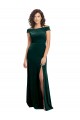 Affordable Floor Length Cap Sleeves Long Velvet Prom Dress with High Side Slit Canada