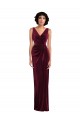 Affordable Draped Skirt Faux Wrap Velvet Maxi Prom Dress Canada
