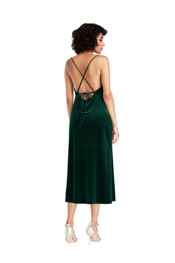 Affordable Midi Length Cowl Neck Velvet Short Slip Cocktail Prom Dress / Homecoming Dress Canada