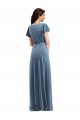 Affordable Flutter Sleeve Velvet Wrap Maxi Prom Dress with Pockets Canada