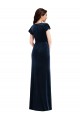 Affordable Flutter Sleeve Wrap Bodice Velvet Maxi Prom Dress with Pockets Canada