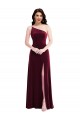 Affordable One Shoulder Spaghetti Strap Velvet Maxi Prom Dress with Pockets Canada