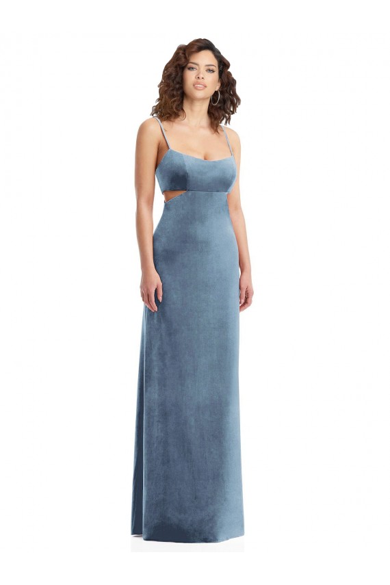 Affordable Spaghetti Strap Long Full Length Velvet Maxi Prom Dress Canada