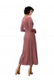 Affordable Long Sleeve Velvet Faux Wrap Midi Length Prom Dress Canada
