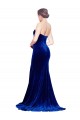 Affordable Strapless Ruched Velvet Prom Dress with Sweep Train and Front Slit Canada