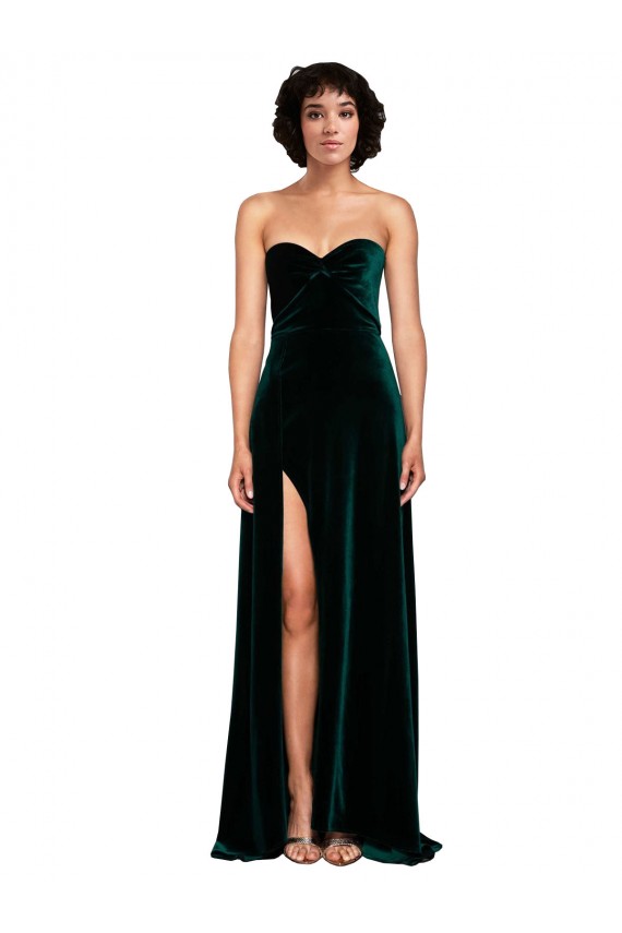 Affordable Sweetheart Fluid Velvet Prom Dress with High Split Canada