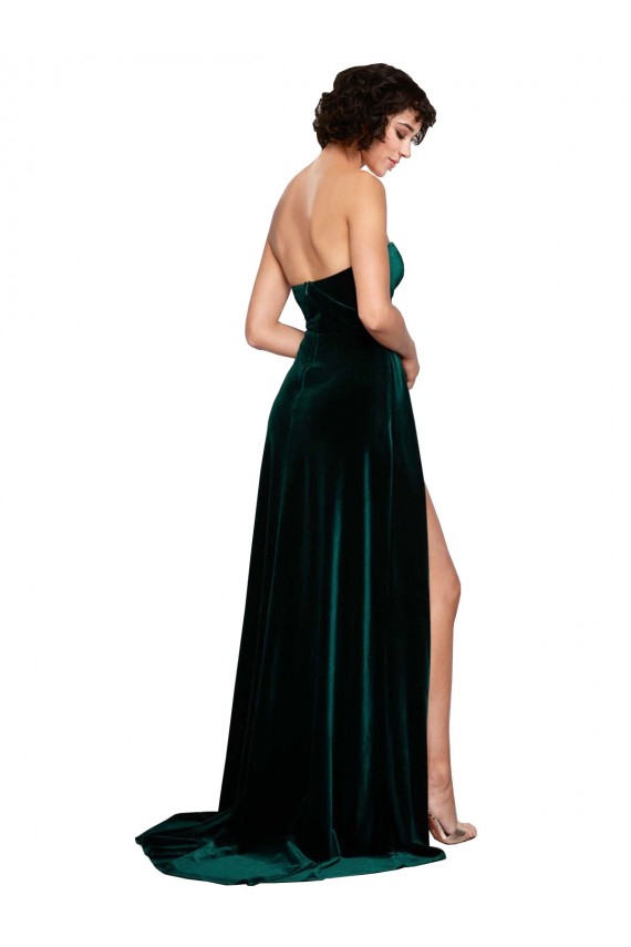 Affordable Sweetheart Fluid Velvet Prom Dress with High Split Canada